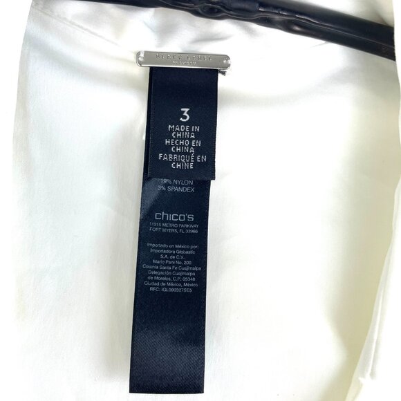 Chico’s Black Label White Wrap Women Blouse with Tie Waist Size 3 (XL, US 16-18) - Picture 8 of 12